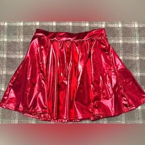 Women’s Shiny Pleated Mini Skirt Metallic Skater Skirt